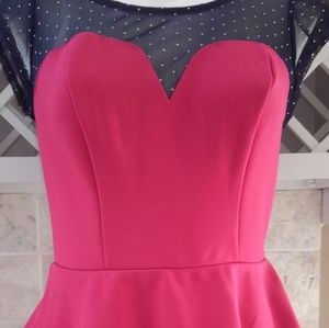 Hot Pink fitted shirt Black Netting